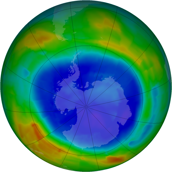 Antarctic ozone map for 01 September 2011